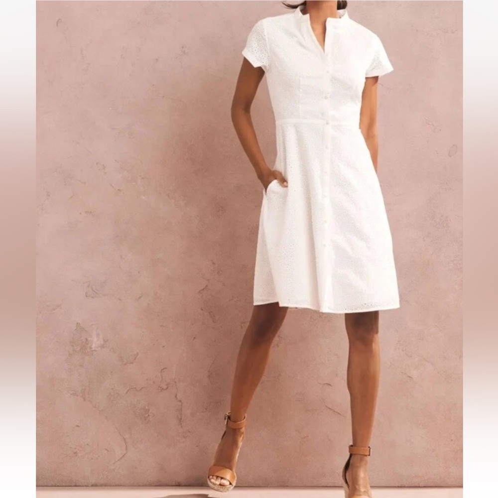Untuckit Farrah Eyelet Button-Front White Dress